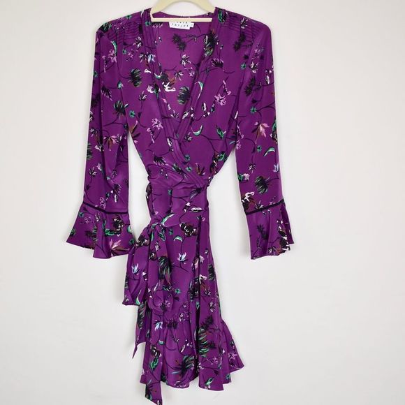 TANYA TAYLOR Nomi Vine Silk Wrap Dress NEW - Picture 7 of 13